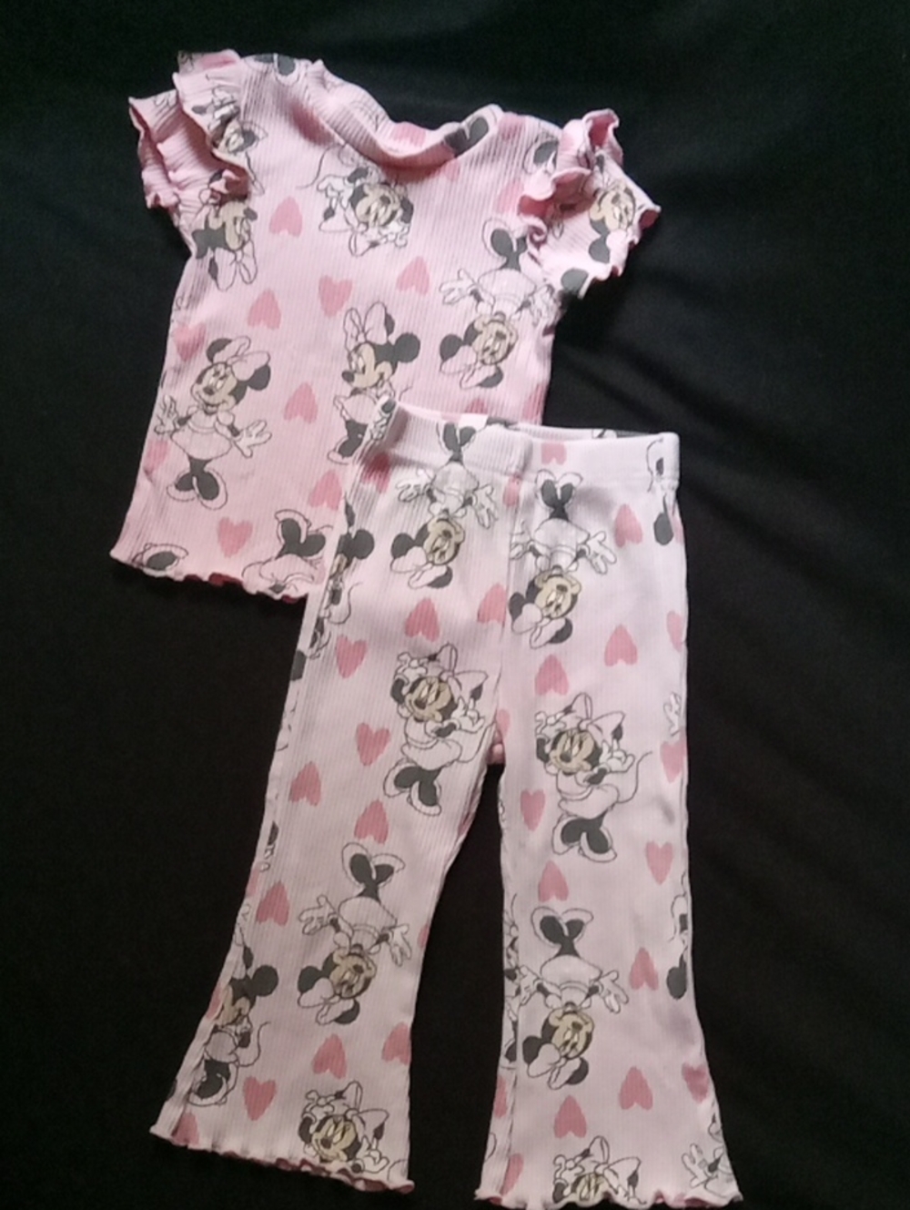 Disney Pink Minnie Mouse Ruffle Sleeve Matching Set